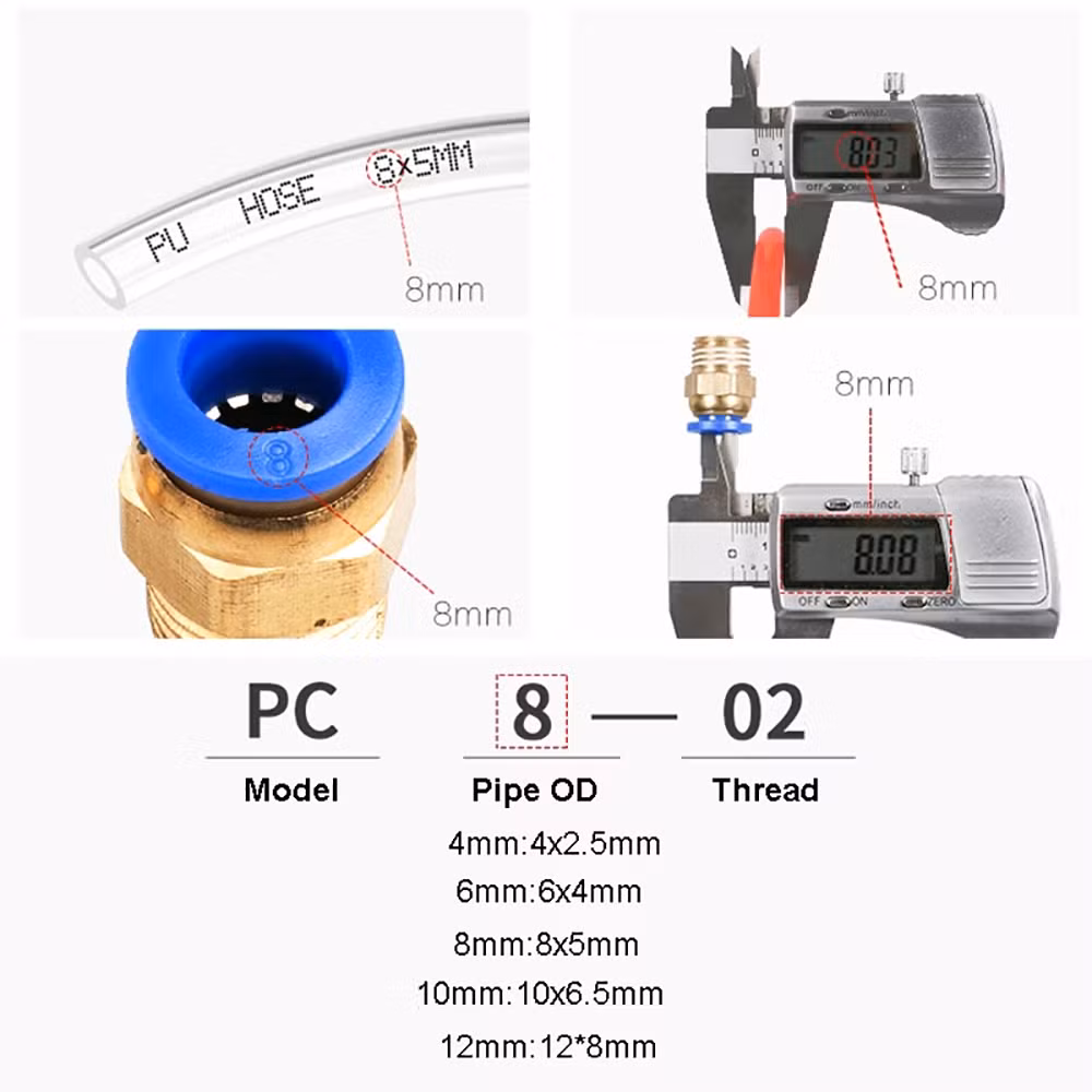 PU6*4-B Blue Orange Flexible High Temperature Air Hose Industrial Manufacturers Polyurethane Pneumatic Tube for Air Compressor