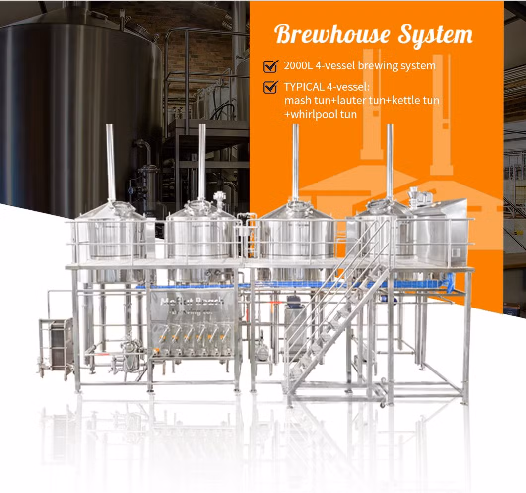 3000L 2-Vessel Full Automatic Controlled Direct Fire Heating Beer Brewing Equipment