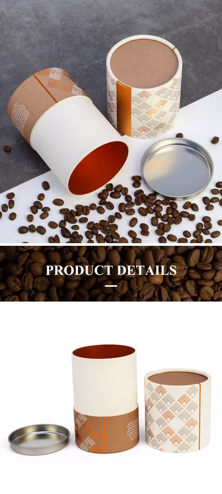 Firstsail Factory Wholesale Custom Air Tight Aluminum Easy Tear off Lid Spice Salt Coffee Powder Food Grade Packaging Cylinder Paper Tube