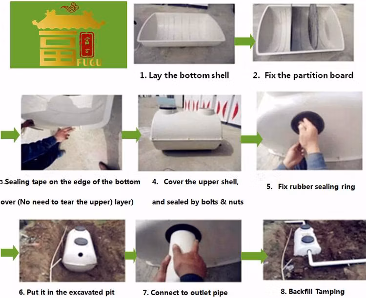 FRP Material Toilet Sewage Septic Tank for Household