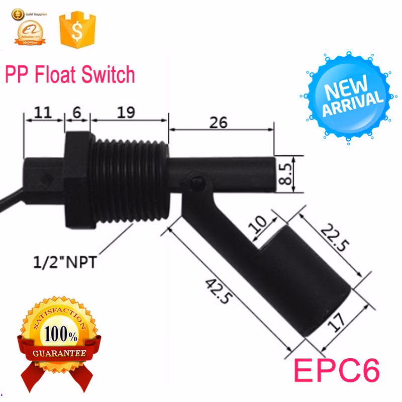 Screw Nut G1/2" 10W Horizontal Float Switch Side Mounted Level Switch for Aquariums Fish Tank Pool Water Level Sensor