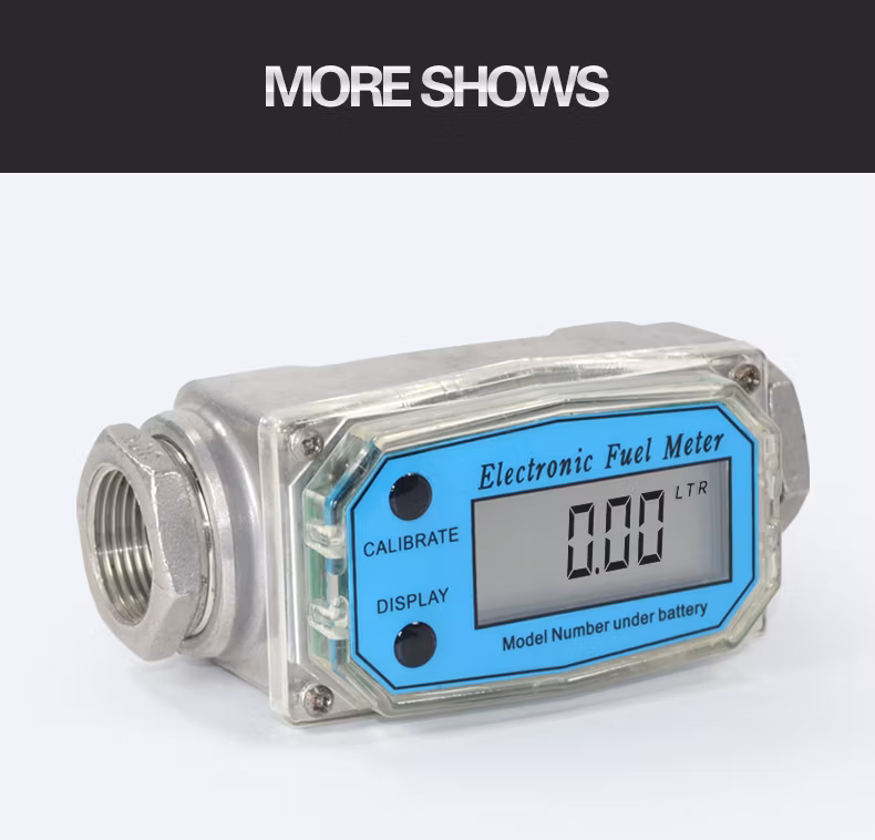 1 Inch Digital LCD Display Turbine Flow Meter Gas Oil Fuel Pump Diesel Fuel Flow Meter for Measure Diesel, Kerosene, Gasoline