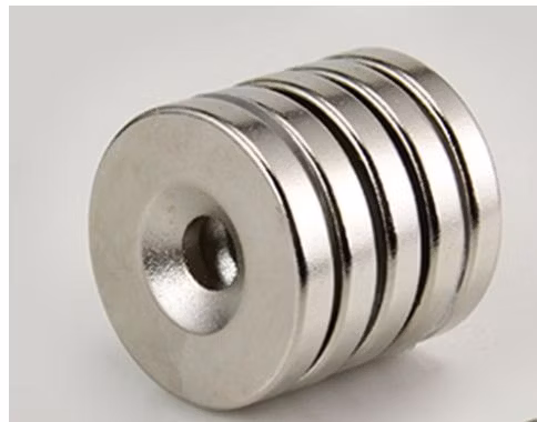 Circular Center Hole NdFeB Magnet, NdFeB Strong Magnetic Ring D25xd14X4 Brand N35-N52