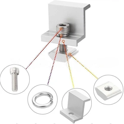 PV <a href='/end-clamp/'>End Clamp</a> Solar Photovoltaic Bracket Aluminum Alloy Clamp for Solar Module Solar Panel Racking Mounts Accessories