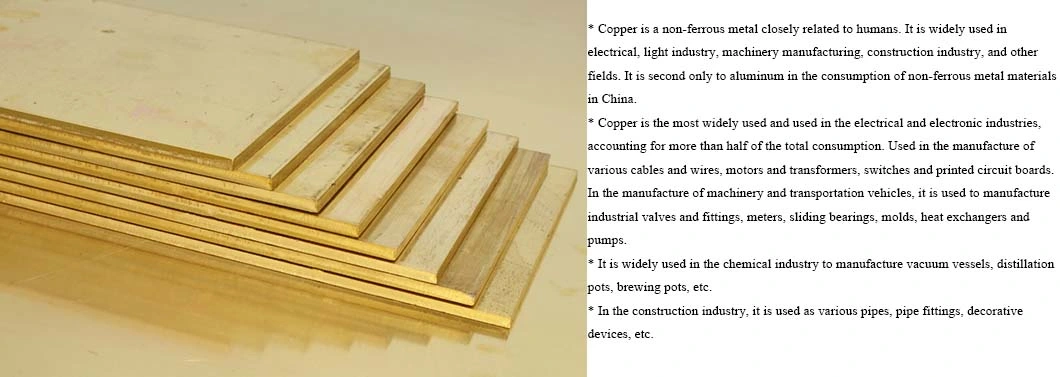 Copper Plate for Earthing and Grounding 2mm Thickness Copper Plate Yellow Copper Plate