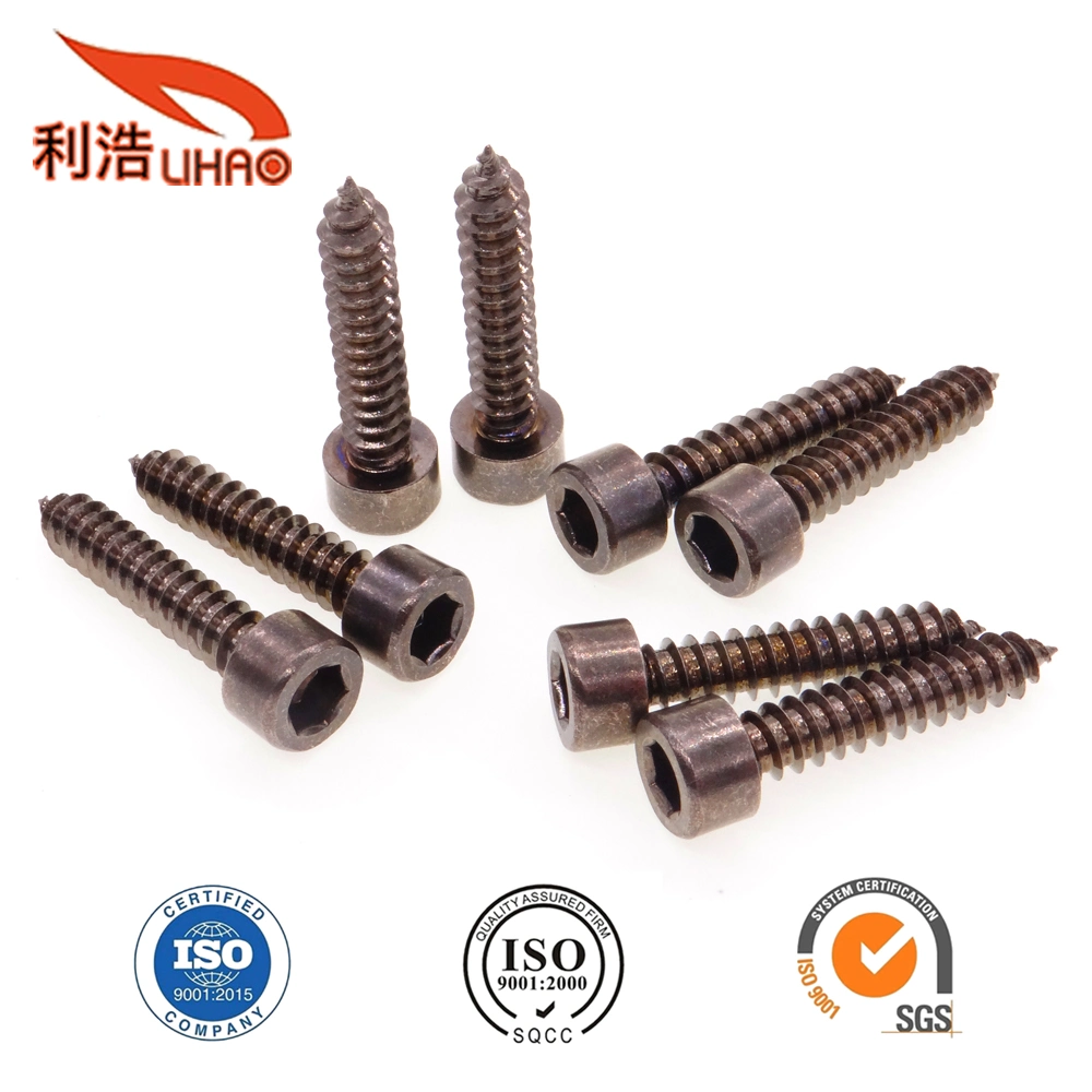 St6*30 Black Nickel-Plated Carbon Steel Hexagon Socket Fillister/Cup Head Self-Tapping/Wood Screw