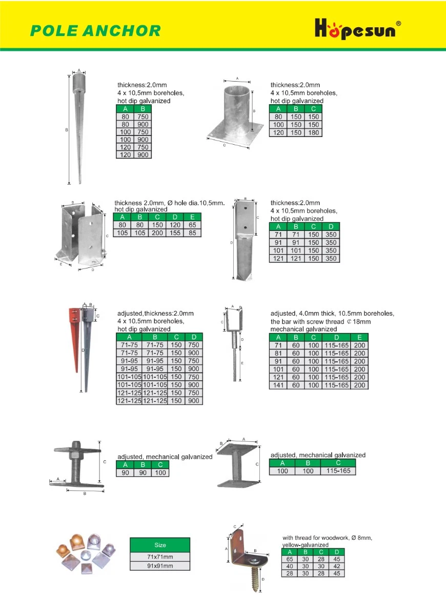 Heavy Duty Galvanized Ground Pole Anchor for Fence Post Support and Fixing