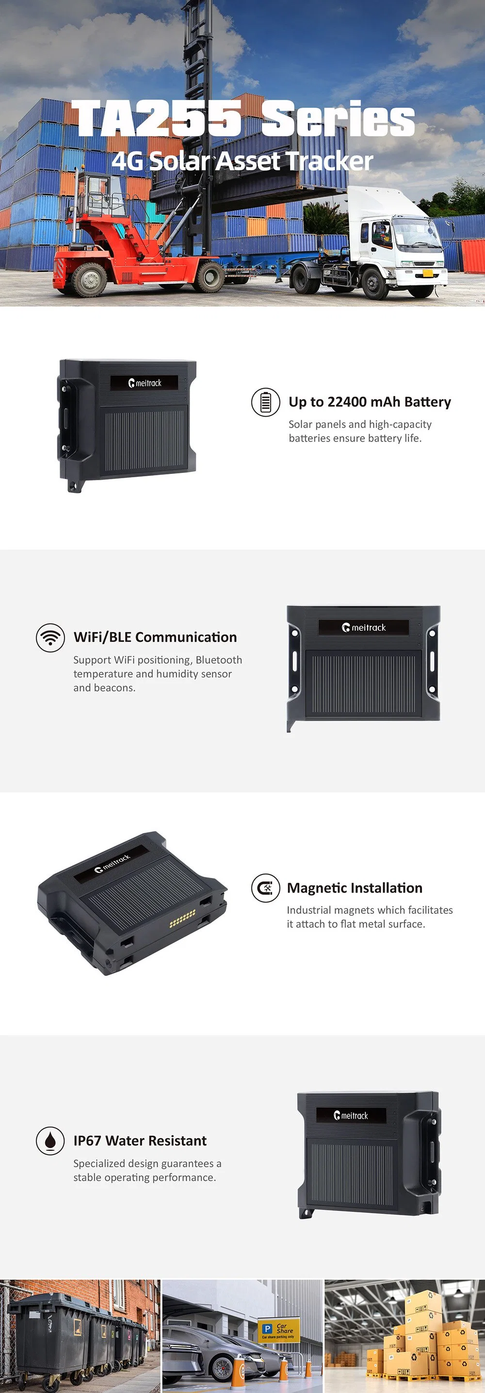 Detachable Magnetic 4G Solar GPS Asset Tracker for Equipment Tracking