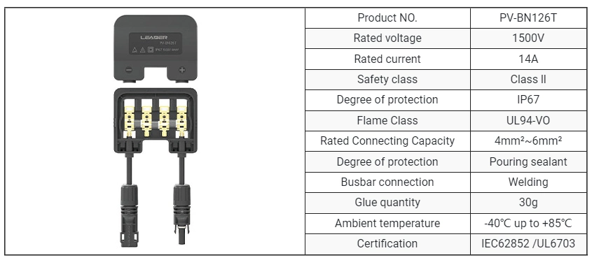 Solar Panel Junction Box Connection 1500V 4 Rails 3diodes for Silicon Solar Module