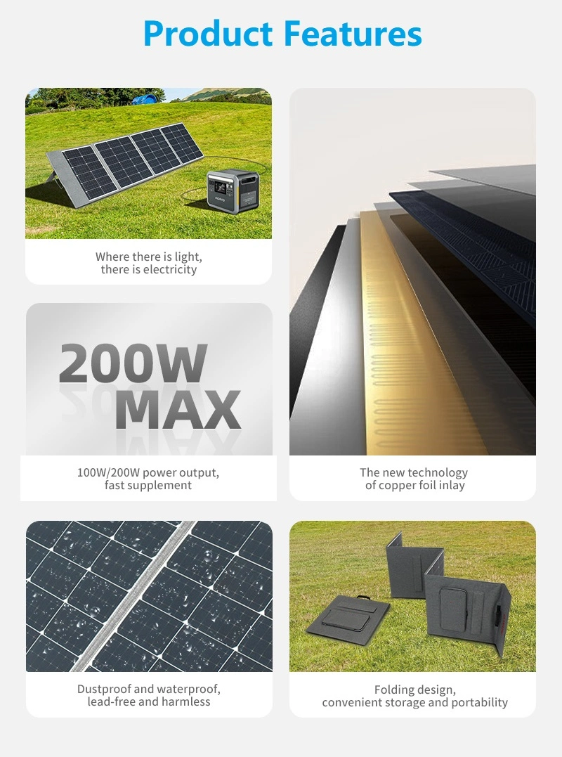 Folding Solar Panel 200W Foldable Solar Panel Portable Solar Generator