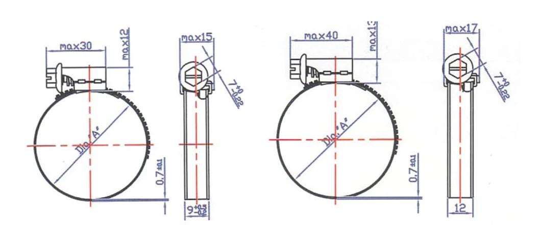 9mm Stainless Steel German Middle Type Hose Clamp