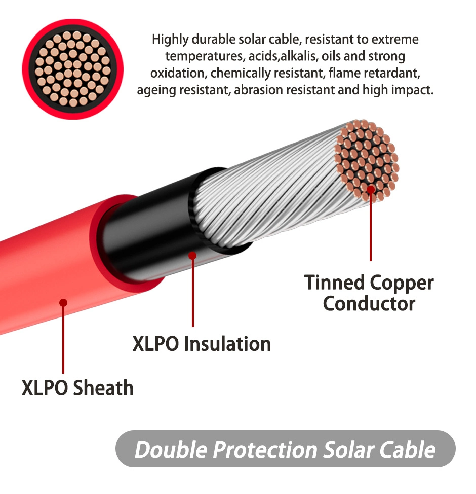 Xlpo Solar Panel Wire 8/10 AWG Gauge PV Wire Solar Panel Extension Photovoltaic System Cable for Home Boat RV Solar Panel Outdoor