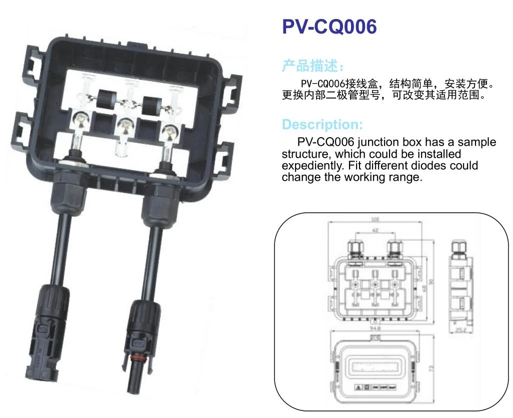 IP65 Photovoltaic Solar Cell Panel Waterproof PV Junction Box