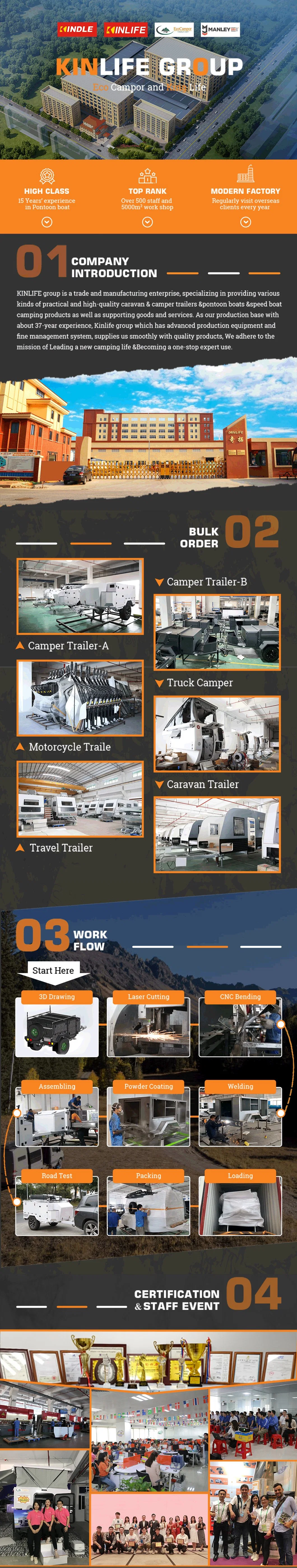 High Quality Factory Supply on Road Light Weight Camping Caravan Motorhome Van with Awning Travel Trailer Taravel Trailer