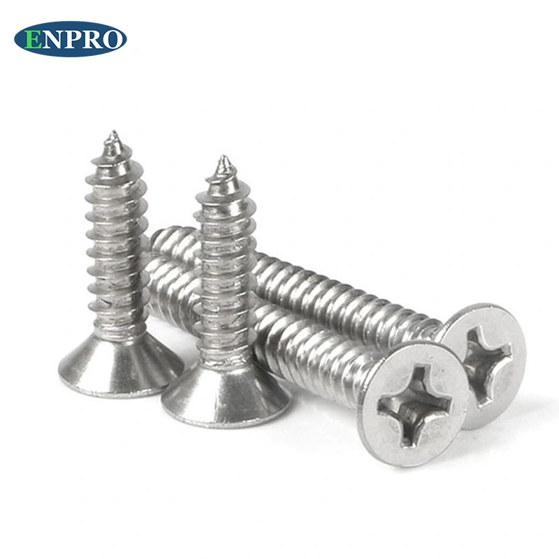 Countersunk Flat Head M4 Stainless Steel Surface Zin Metal Self-Tapping Wood Screw