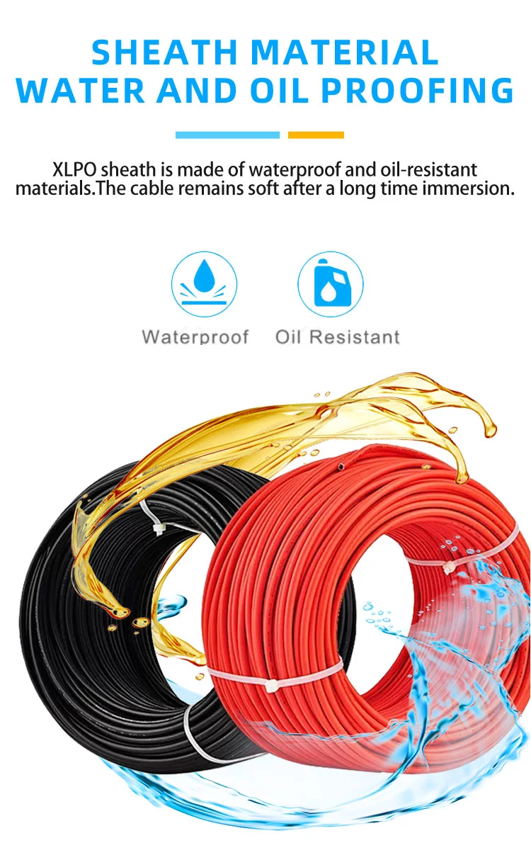 TUV Certified XLPE Solar PV Cable Flame Retardant 4mm2 6mm2 Electric Power Single Core DC Photovoltaic Cable for Solar Panel