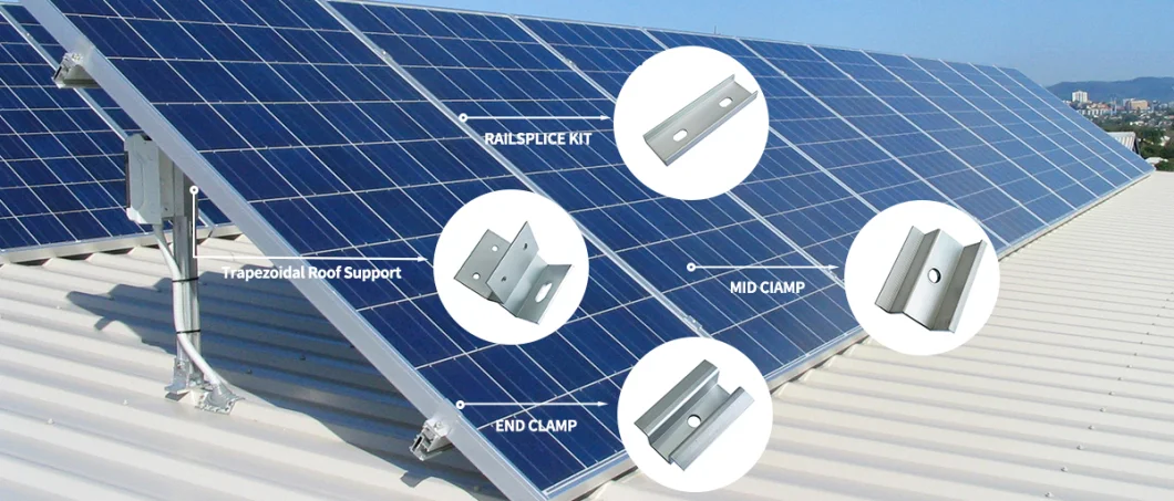 Adjustable Solar Panel MID Clamps Anodized Mounting System Stralght Connector