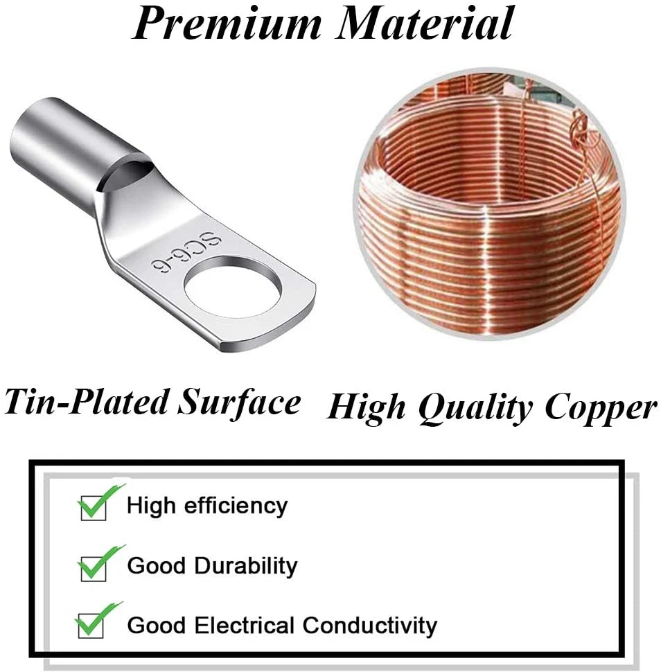 Copper Ground Tube Crimp Terminals Cable Lugs for High Voltage