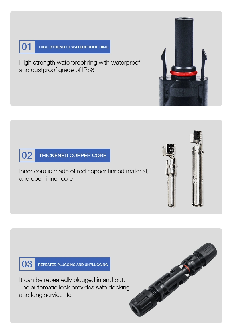 1000V Mc-4 PV Connector Ground Mount Waterproof Mc-4 Solar Connector