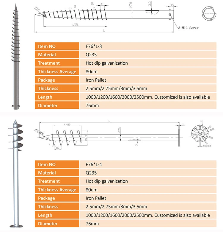 Profession Manufacturer OEM Ground Screw Piple for Solar Power Construction