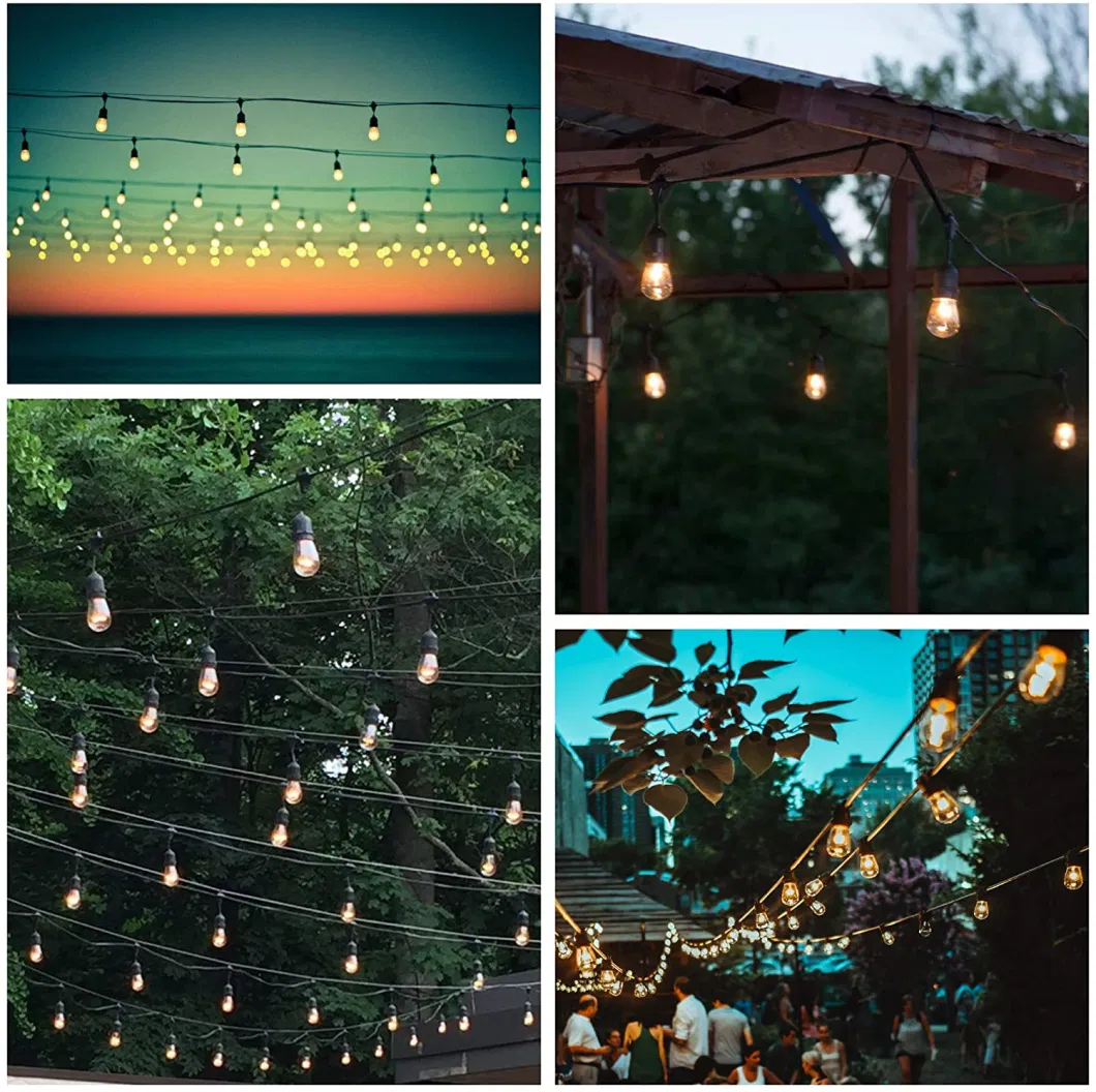 LED Outdoor Solar String Lights Solar Edison S14 Bulbs