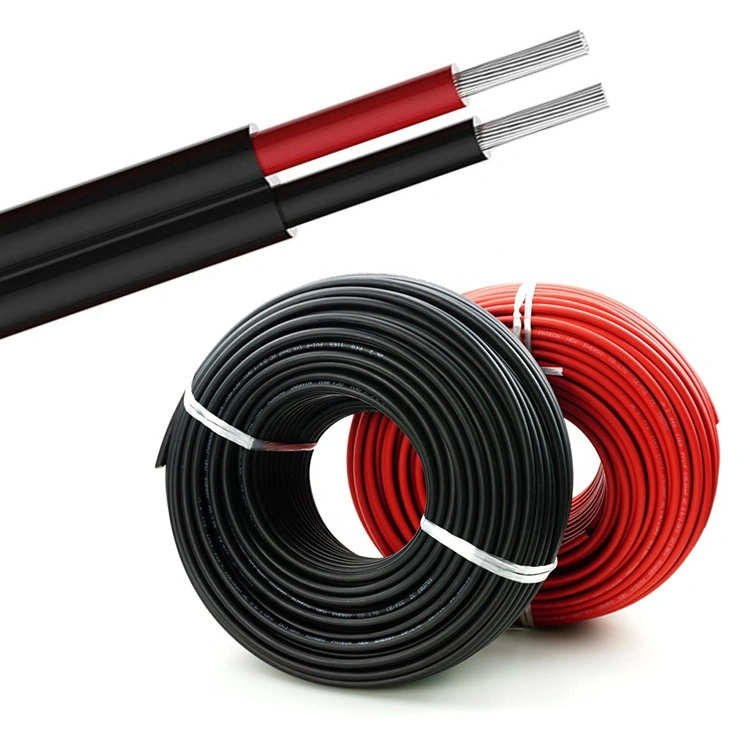 TUV Approved H1z2z2-K DC Two/Twin Cores Tinned Copper Cable 2*6mm2 Red/Black Solar PV Cable Solar Panel Cable Extension Cable