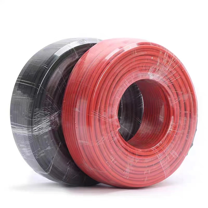 TUV Approved H1z2z2-K DC Two/Twin Cores Tinned Copper Cable 2*6mm2 Red/Black Solar PV Cable Solar Panel Cable Extension Cable