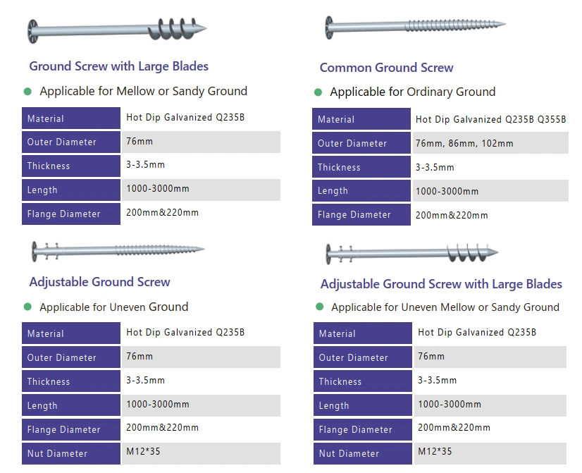 Solar Mounting System Common Use Screw Pile Galvanized No Dig Ground Screw Pole Anchor Solar Ground Screw