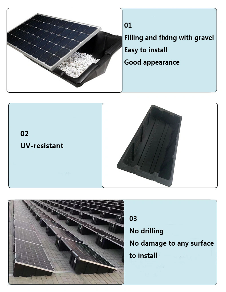 Plastic Solar Panel Mounting System PV Support Ballasted for Flat Roof System