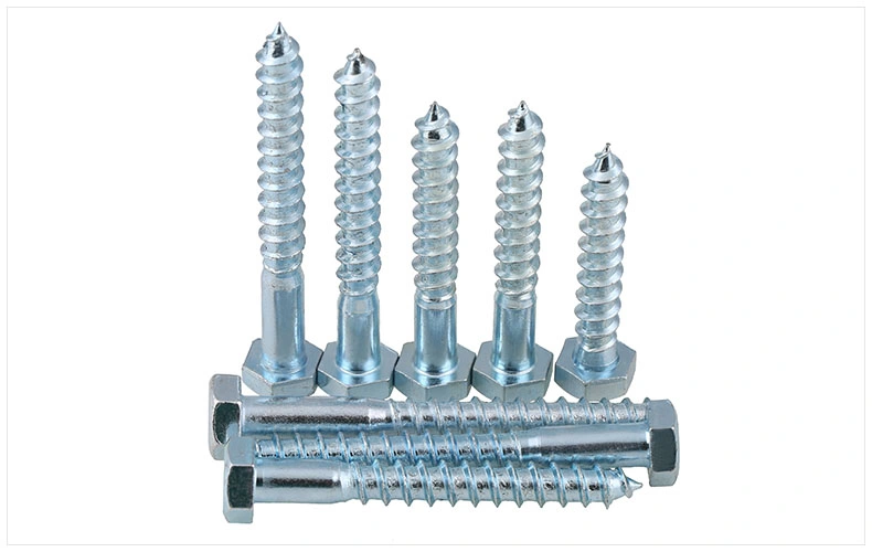 External Hex Head Cap Tapping Long Wood Screws Zincing DIN571 Hexagon Head Self Tapping Half Tooth Screw M6 M8 M12