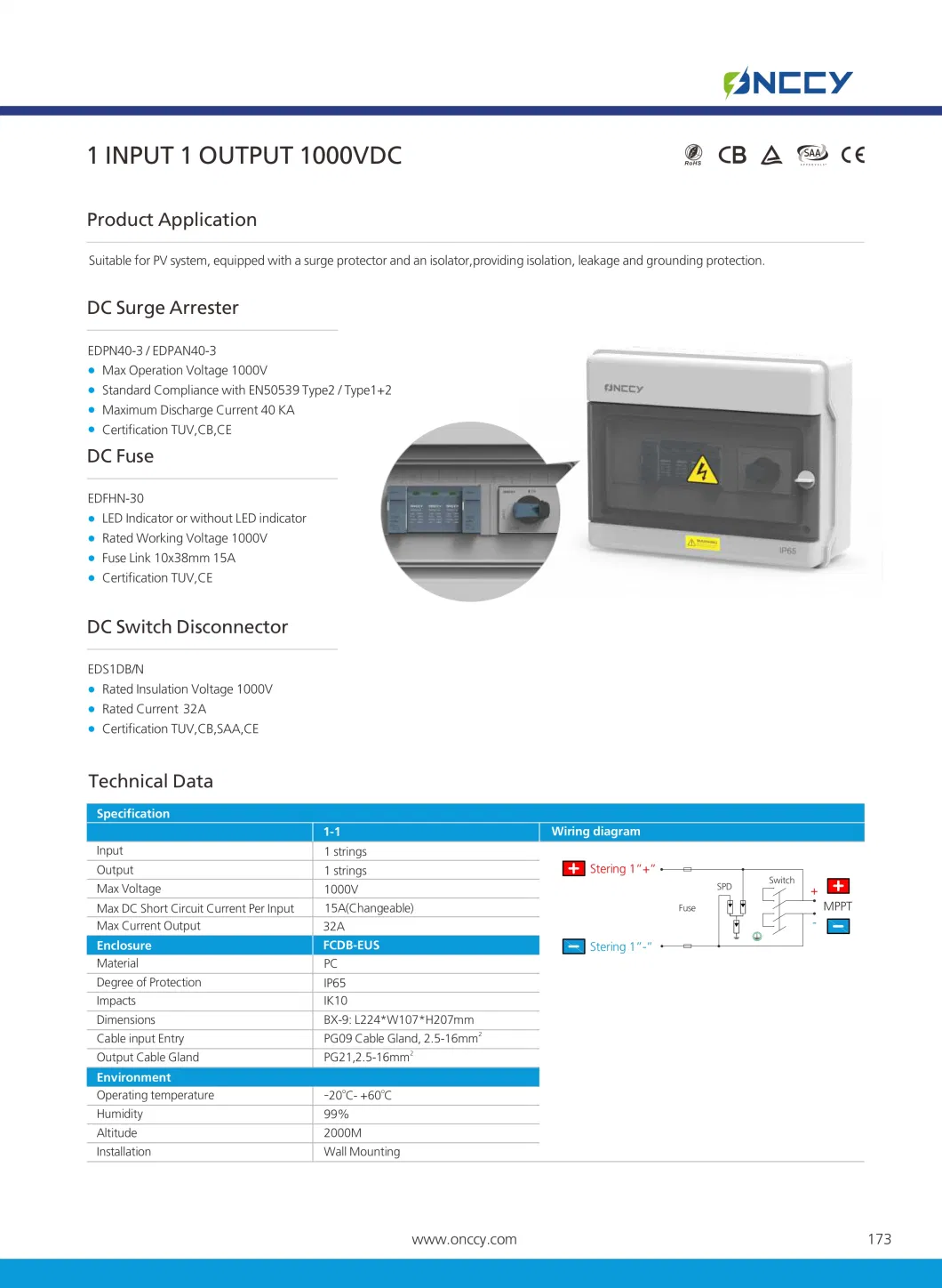 DC Solar Combiner Box Junction Box Waterproof IP66 for Photovoltaic Solar Panels