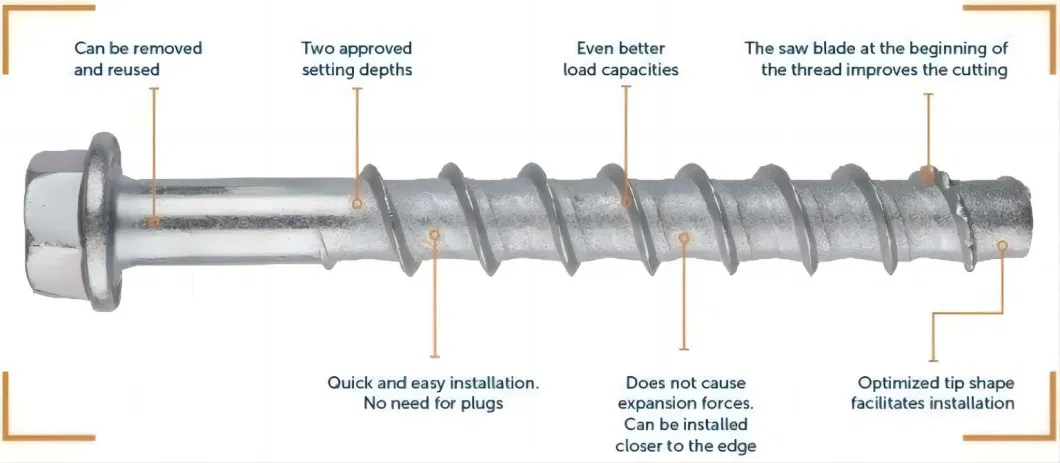 12*150mm High Strength Cement Self Tapping Concrete Bolt Screw