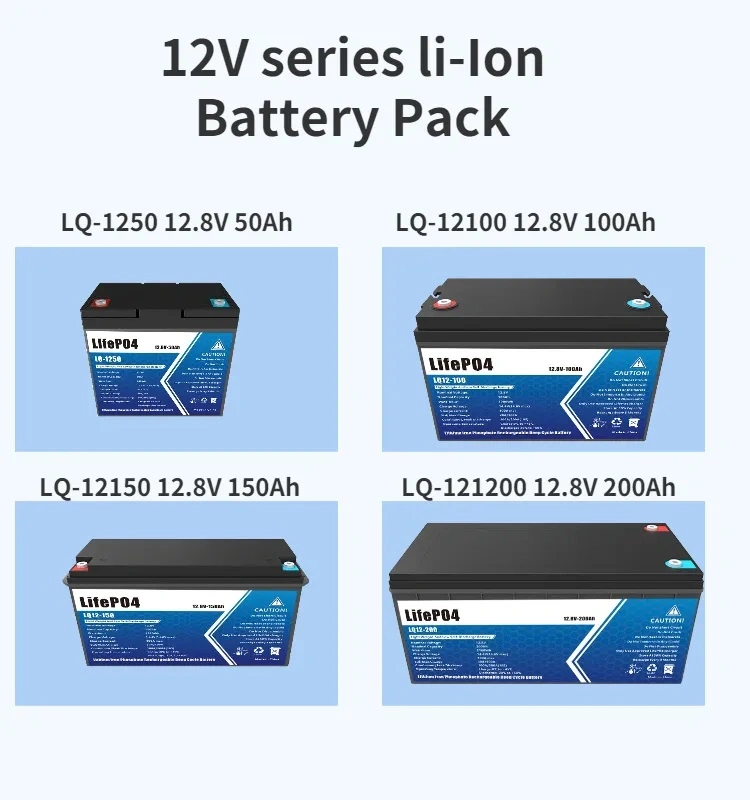 Customized Deep Cycle Solar Lithium Battery Rechargeable Energy Storage Battery 12V 100ah 150ah 200ah LiFePO4 Battery Pack