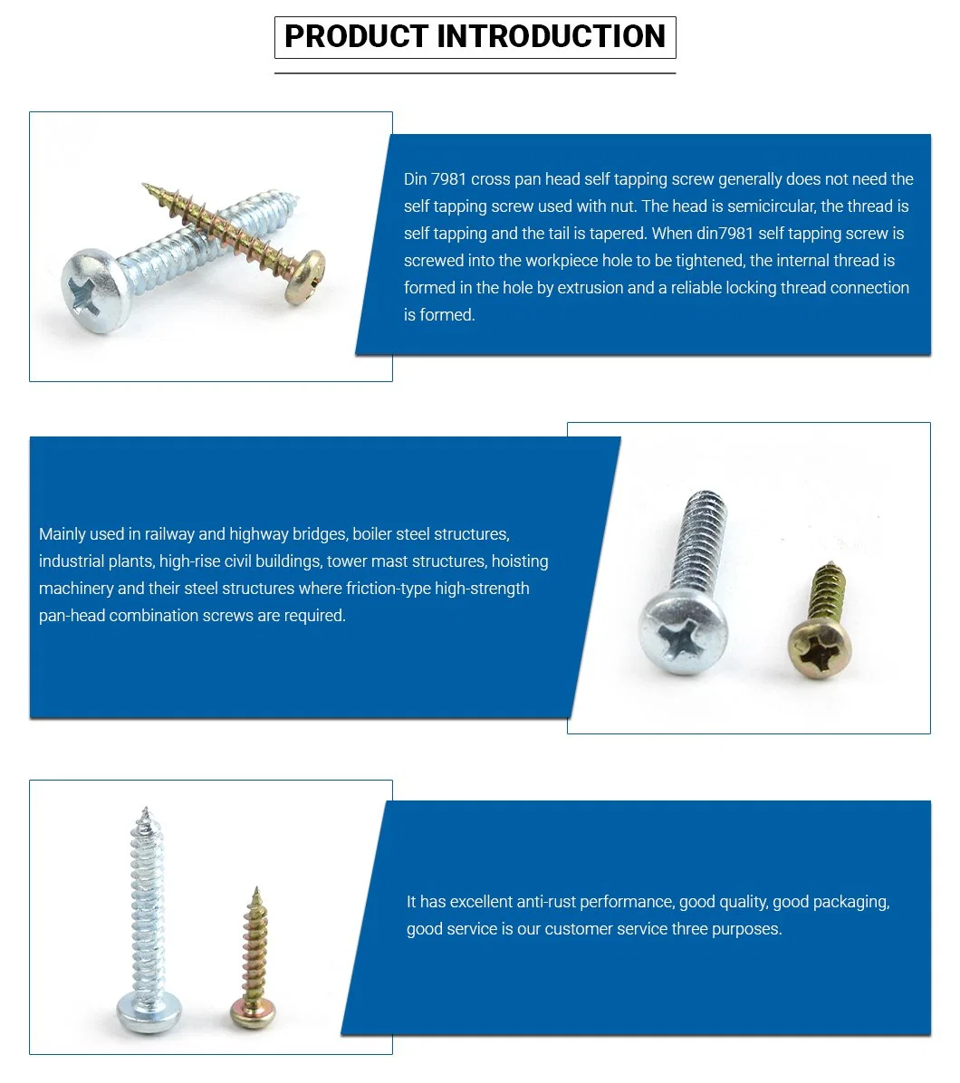 Blue-White Zinc Plated Flange Head Self Tapping Screw