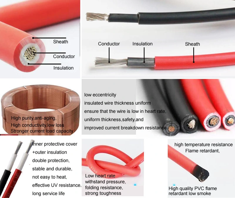 Dsola Factory Direct Sale Photovoltaic Equipment Solar Cable 4 AWG