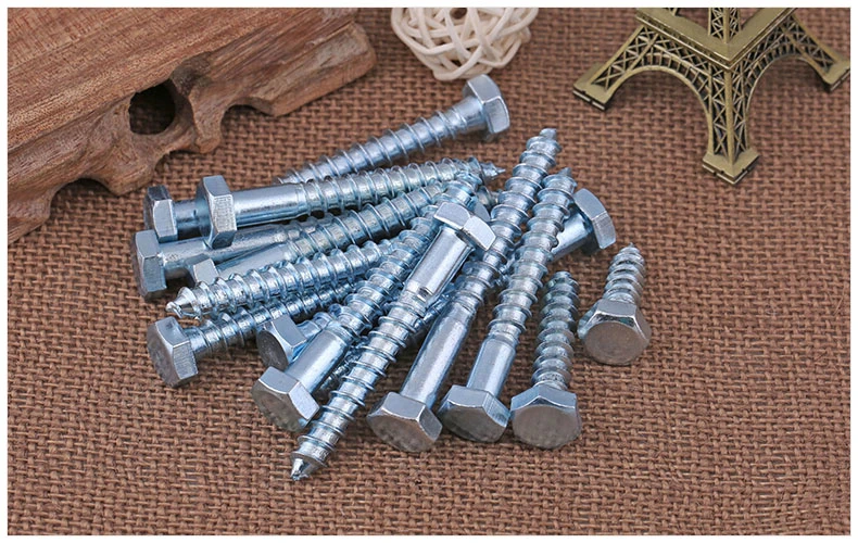 External Hex Head Cap Tapping Long Wood Screws Zincing DIN571 Hexagon Head Self Tapping Half Tooth Screw M6 M8 M12