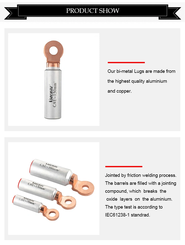 Copper Cable Lug for Grounding Cable Wire Connection Bimetal Compression Lug