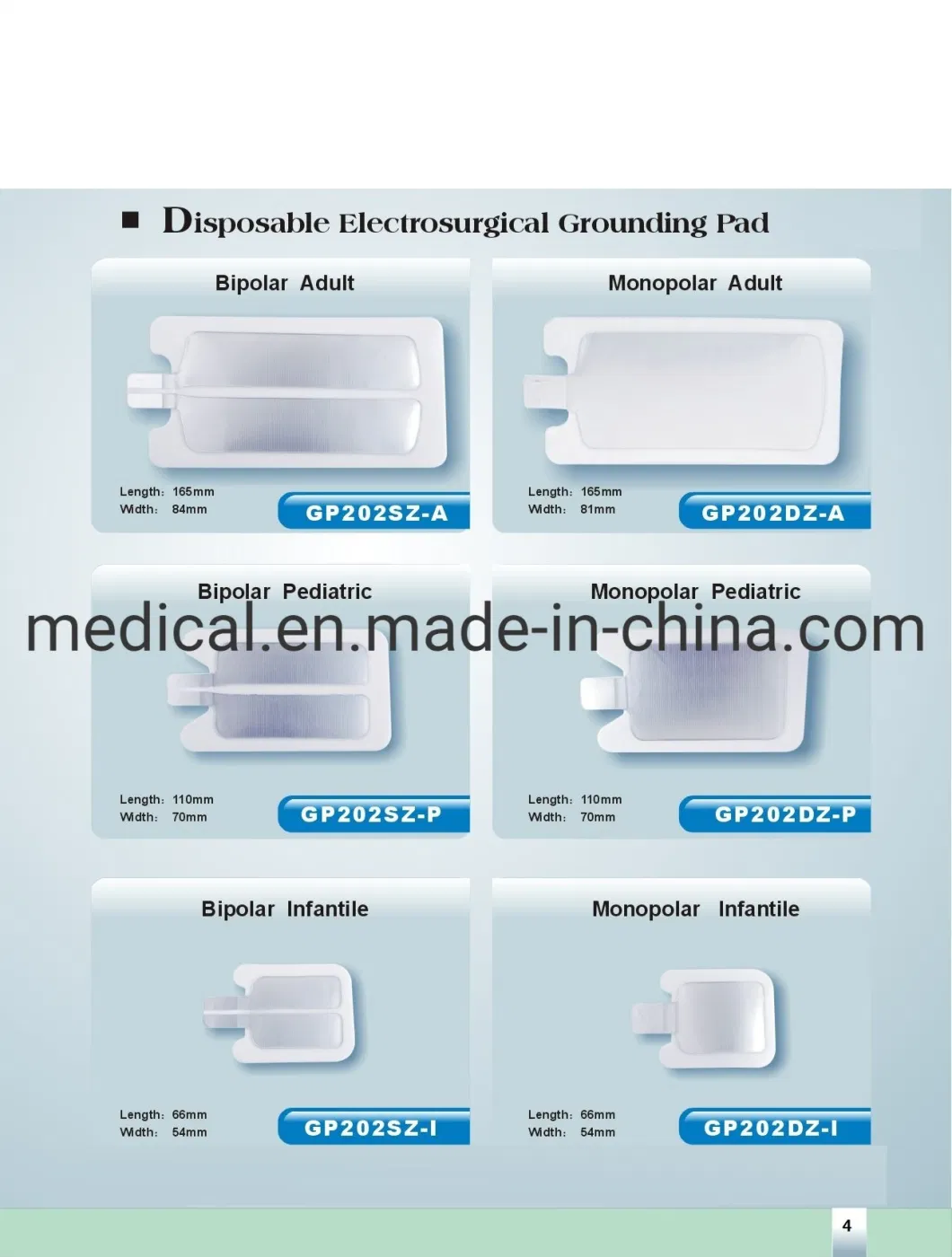 Dispoasable Diathermy Plate Electrosurgical Esu Grounding Pads with Cable