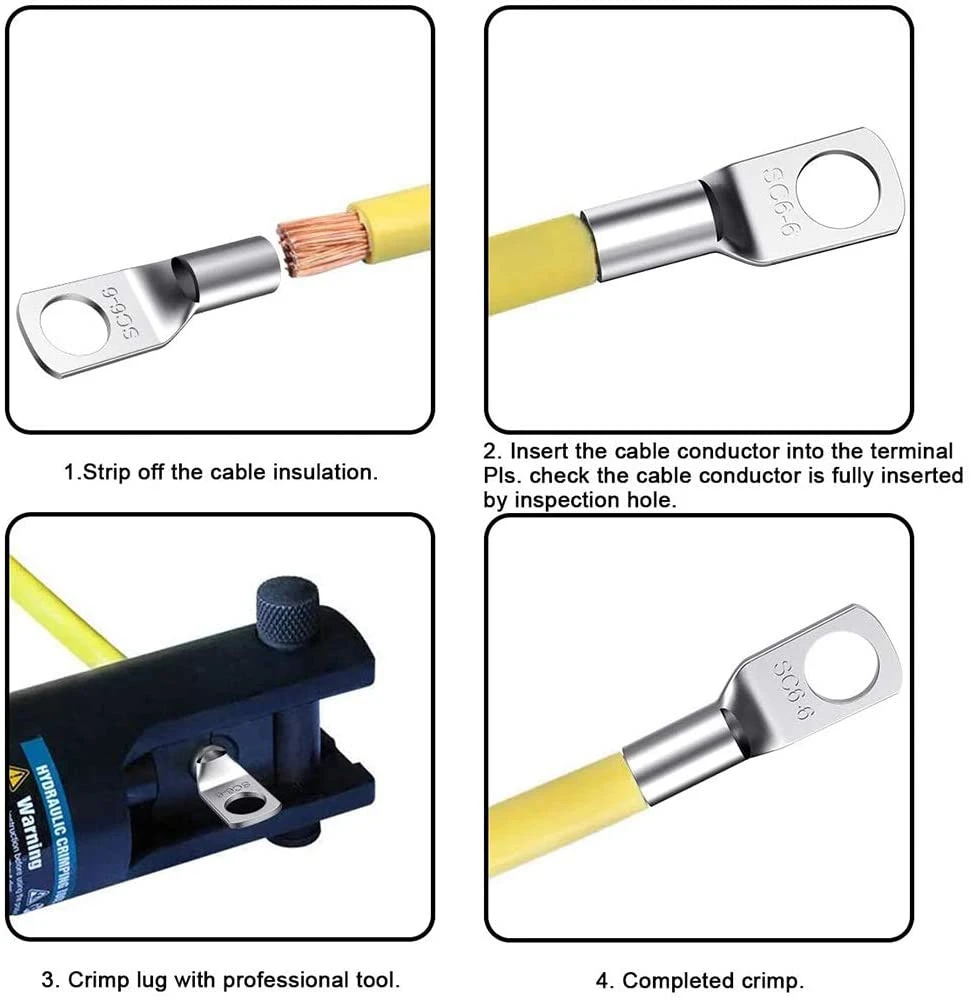 Copper Ground Tube Crimp Terminals Cable Lugs for High Voltage