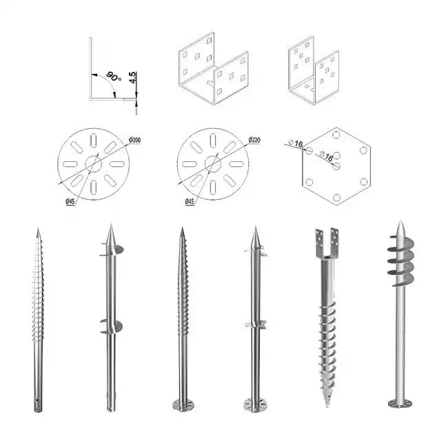 No Dig Helical Ground Screw Pile Anchors for Photovoltaic Ground Mounting System