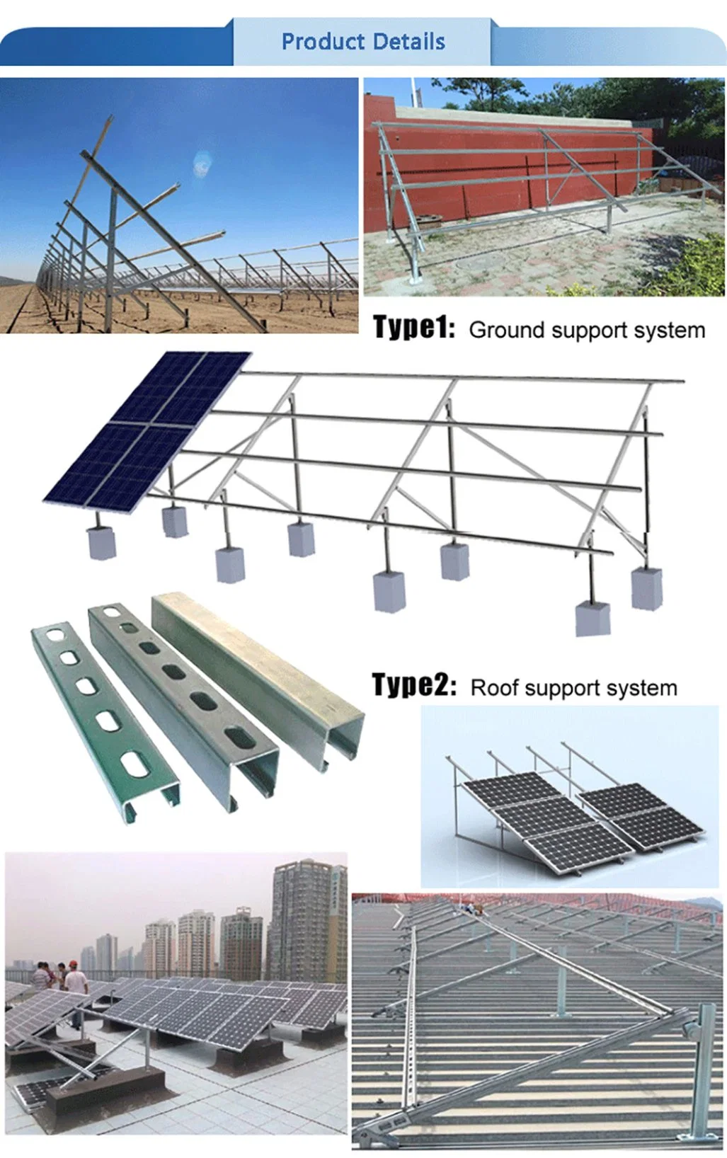 Solar Mounting Ballast Type System Solar Ballast Roof Mount on Flat Roof