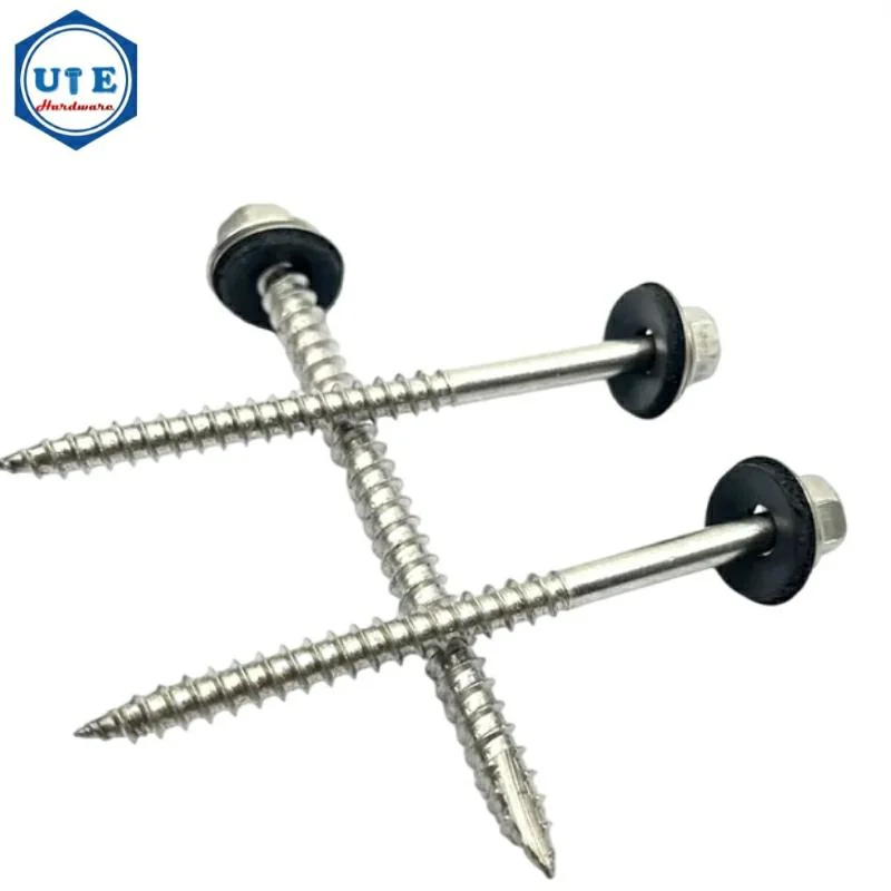 Stainless Steel Fastener Hex Washer Head Self Tapping Roofing Wood Timber Deck Screws Type 17 with EPDM Bonded Washer DIN7982/DIN7981/Drywall Gypsum Screws