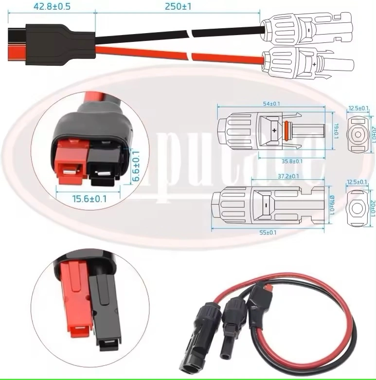 Solar Extension Cable with Female and Male Connector to Anderson Power Pole Port 1.5m 16AWG Solar Panels Kit Tools, Connector for Solar Panel to Portable Genera