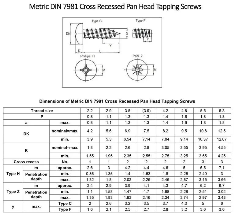 DIN 7981 Wholesale Tornillos #2 #4 #6 #8 #10 A2 -70 Phillips Pan Head Ss 316 &amp; 304 Self - Tapping Stainless Steel Wood Screws