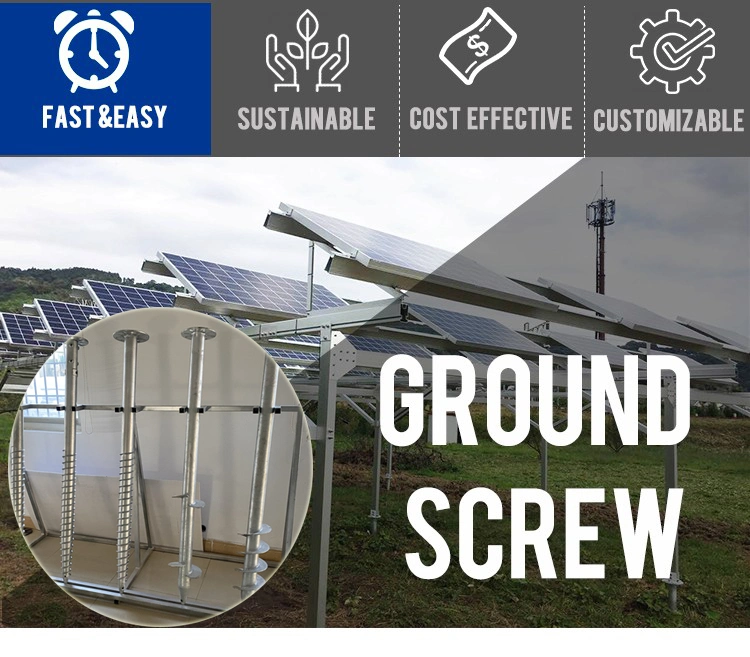 Solar Farm System Galvanized Steel Ground Screw Pile Galvanized No Dig Ground Screw Pole Anchor Ground Screw Foundation