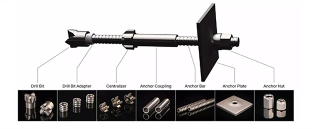 Self Drilling Anchor Bolt for Tunnel Steel 40cr/45