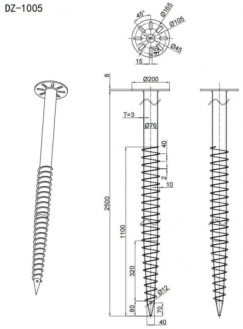 Solar Ground Mounting System Ground Screw Pile