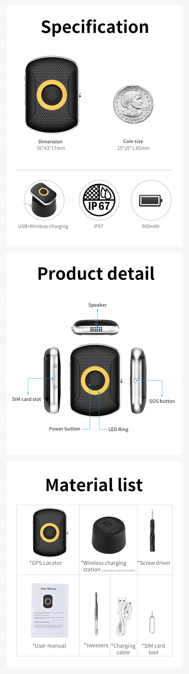 Locator GSM GPRS Solar Power Animal Cattle Eartag GPS Tracker for Animals Cats and Dogs