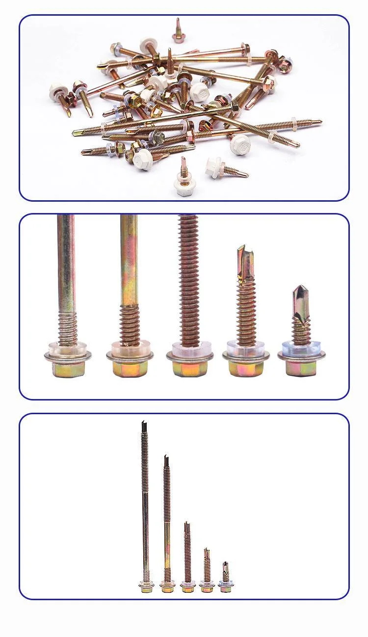 Industrial Self Tapping Screws, Steel Hexagonal Drilled Metal Strip Washers Roofing Screw