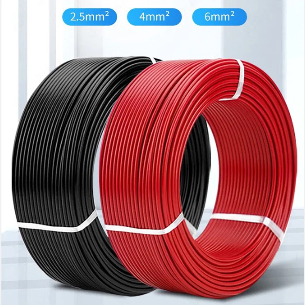 PV1-F4 Square Tin-Copper Wire DC Photovoltaic Solar Wire 4 6 7 8 10 12 14 16 18 20 22 24 AWG Gauge High Temperature Heat Resistant Solid Copper Rubber Cable